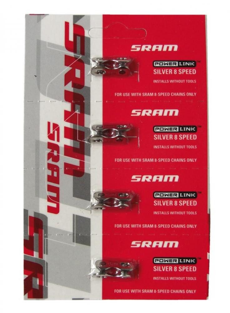 SRAM Fahrradkette SRAM Kettenverschluss-Glied Power Link 8-fach Ketten, 4er Packung, sil