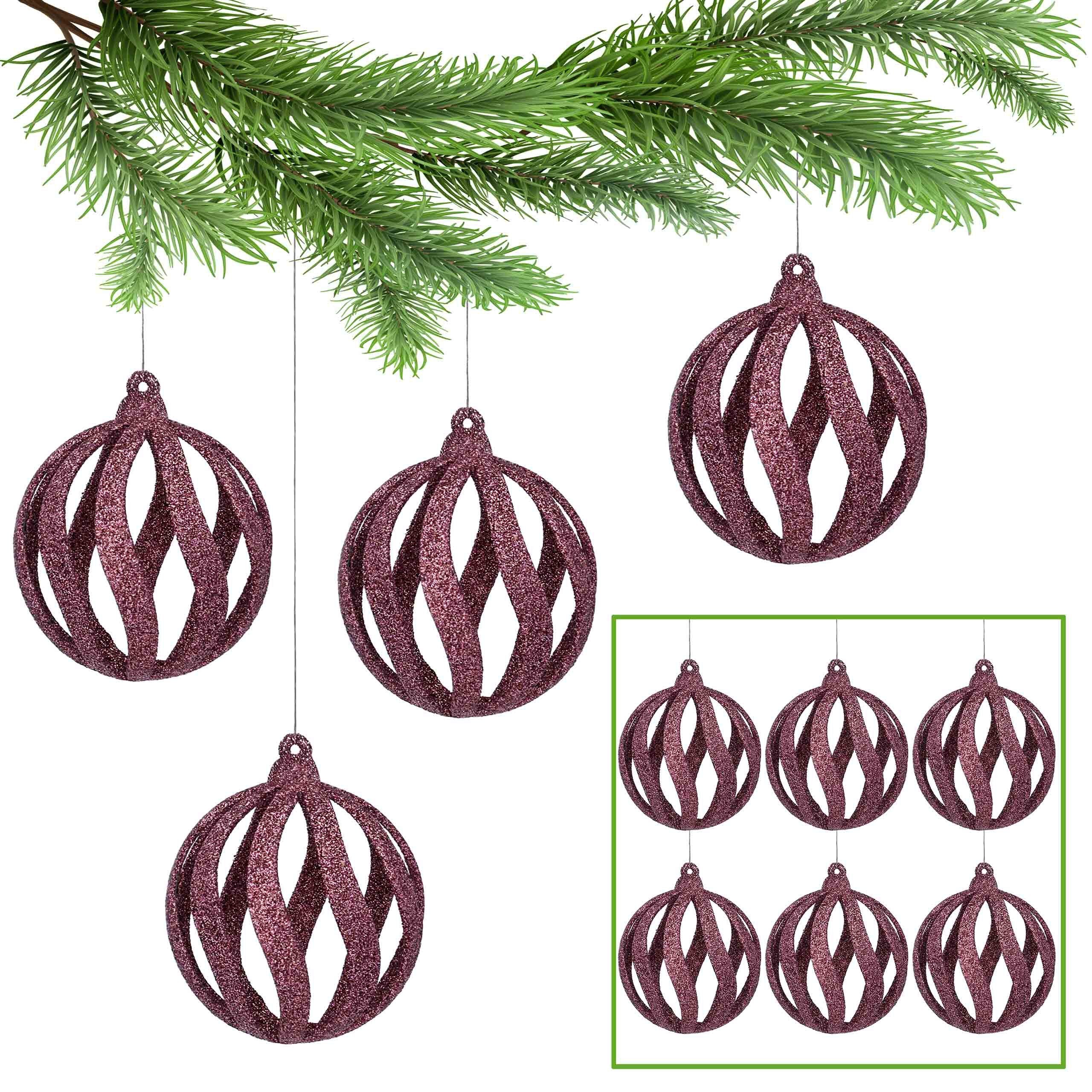 Weihnachtsbaumkugel Dunkelrote 6Stück Christbaumkugeln, durchbrochene 1Pack x Kugeln 8cm, Sarcia.eu