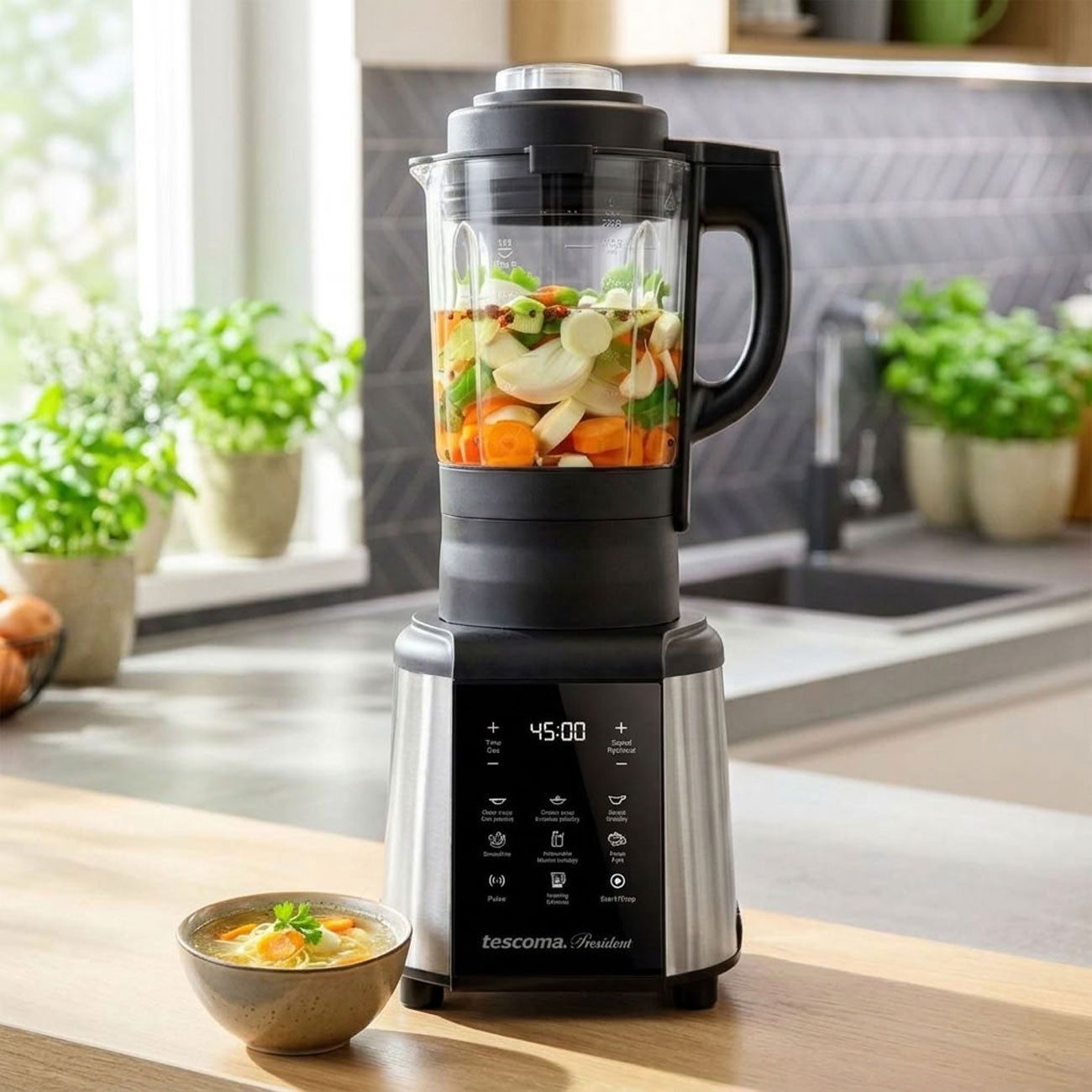 Tescoma Smoothie-Maker Multifunktions Suppenbereiter mit Mixfunktion & Kochboden, 1500 W