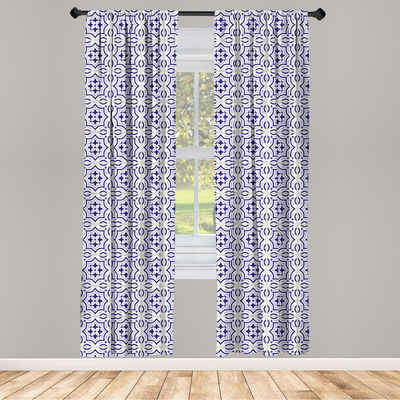 Gardine Vorhang für Wohnzimmer Schlafzimmer Dekor, Abakuhaus, Microfaser, Azulejo Portugiesisch Bodenfliese
