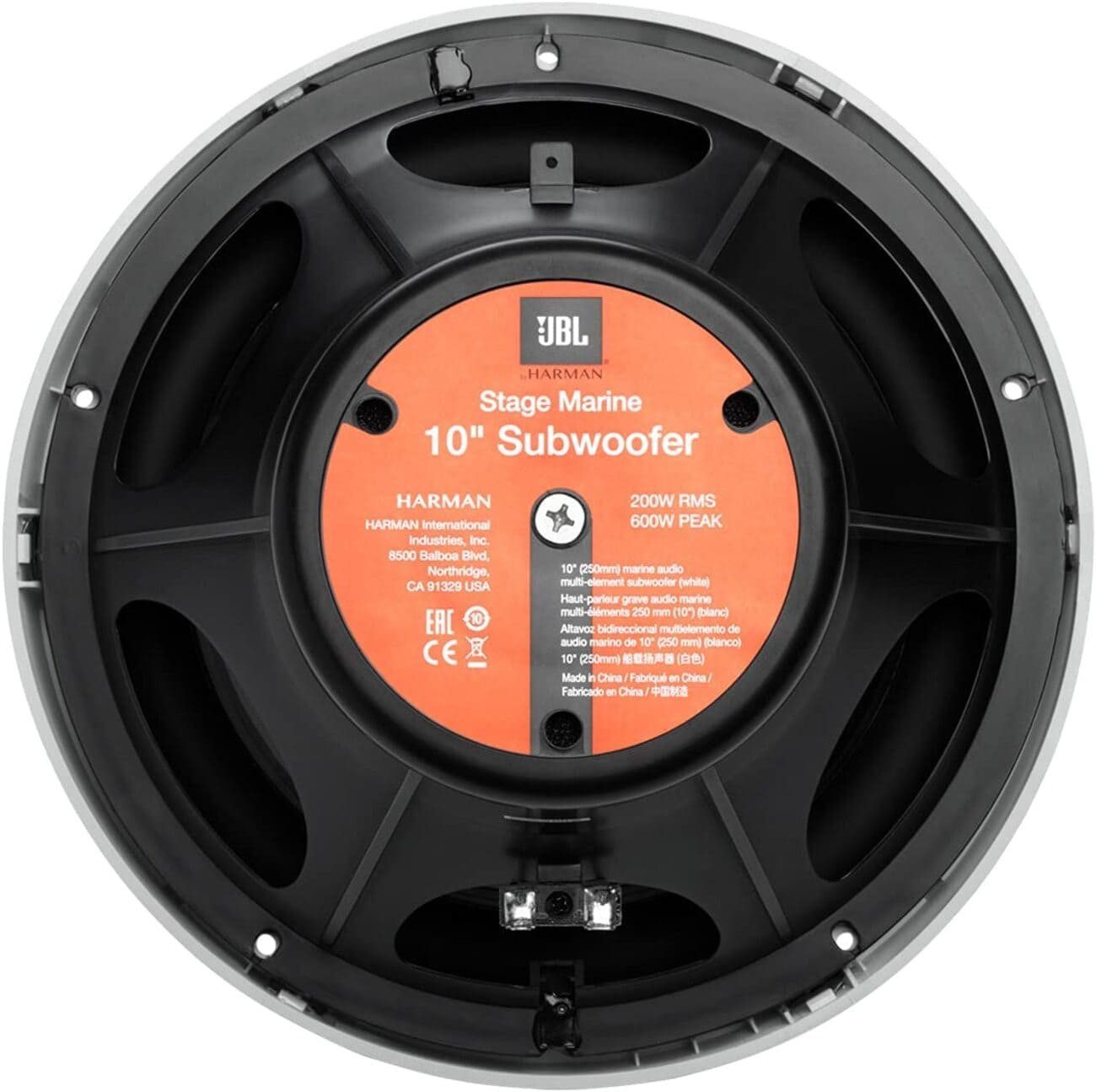 JBL Stage 10 Subwoofer 25cm Subwoofer weiß Stück Auto-Subwoofer (200 W, max.: W 20 cm)