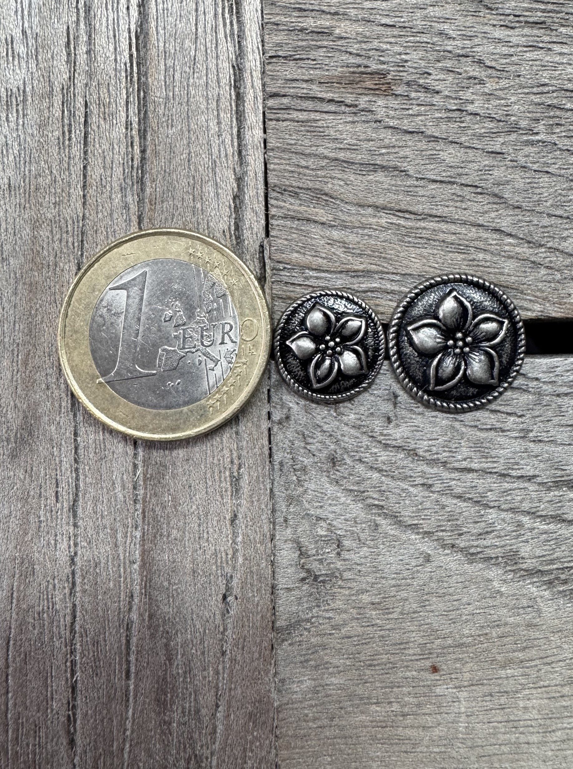 Hartmann-Knöpfe Knopf 1 Set (10 Knöpfe) kleine altsilber farben Metallknöpfe Enzian Motiv