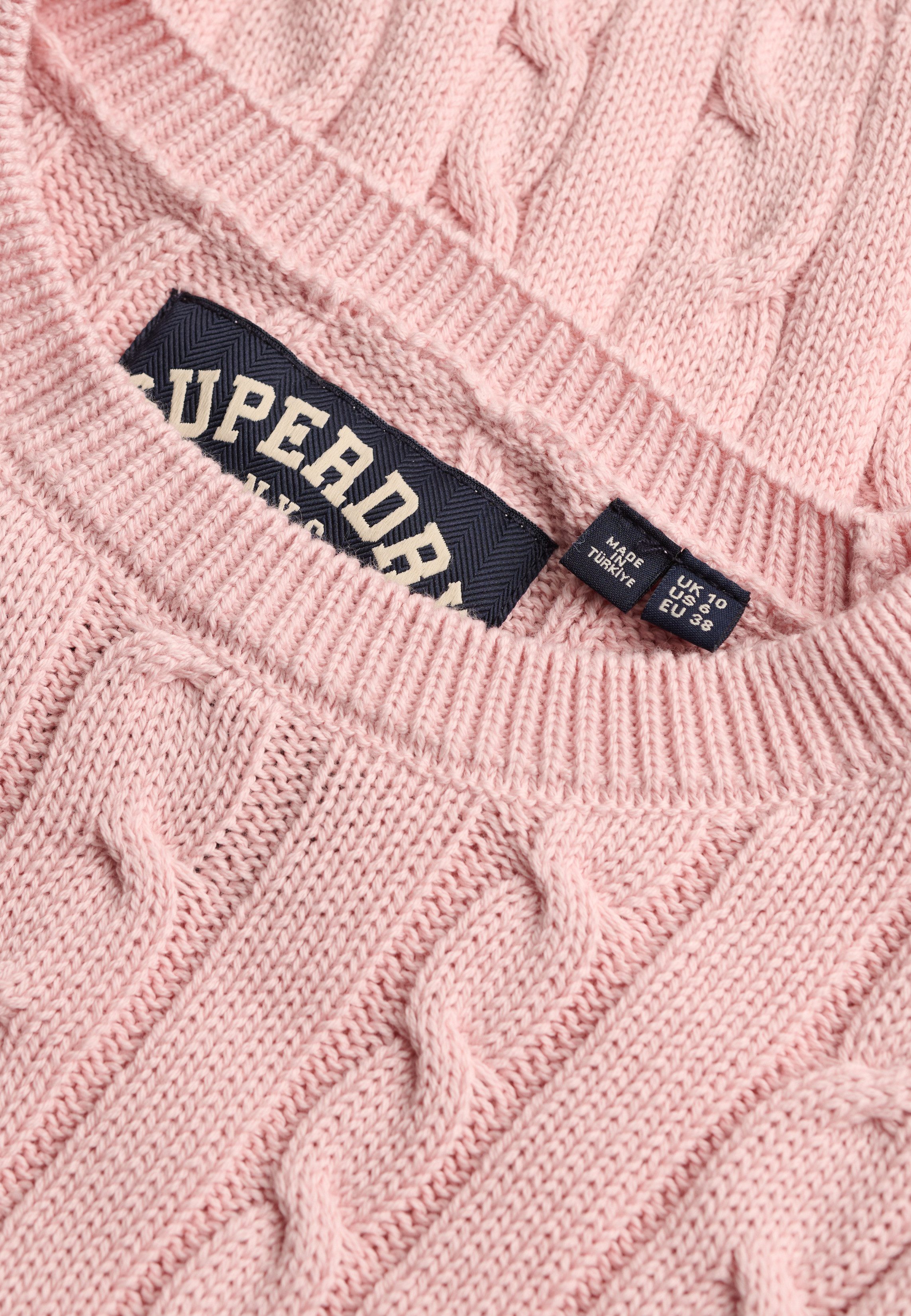 Superdry Strickpullover ESSENTIALS SD&CO CABLE JUMPER Kunstfaser, relaxed fit