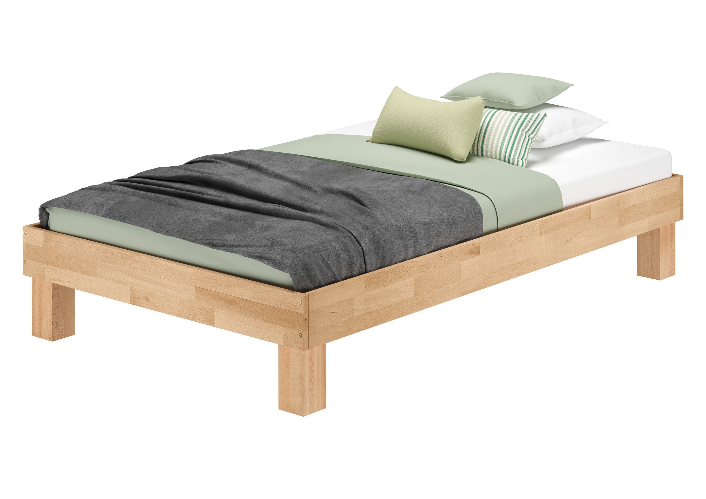 ERST-HOLZ Bettgestell Überlanges Massivholzbett Holzbett Echtholzbett Buche geölt, Buche geölt