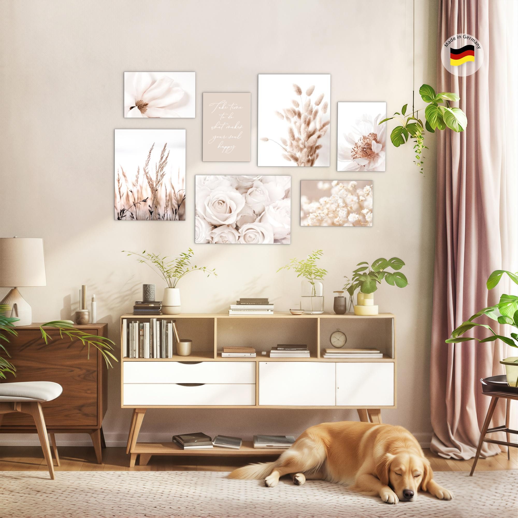Novart Wandbild Boho Natur Blumen Beige KOMPLETT AUFHÄNGFERTIG Deko, Boho – Bild 4 von 5