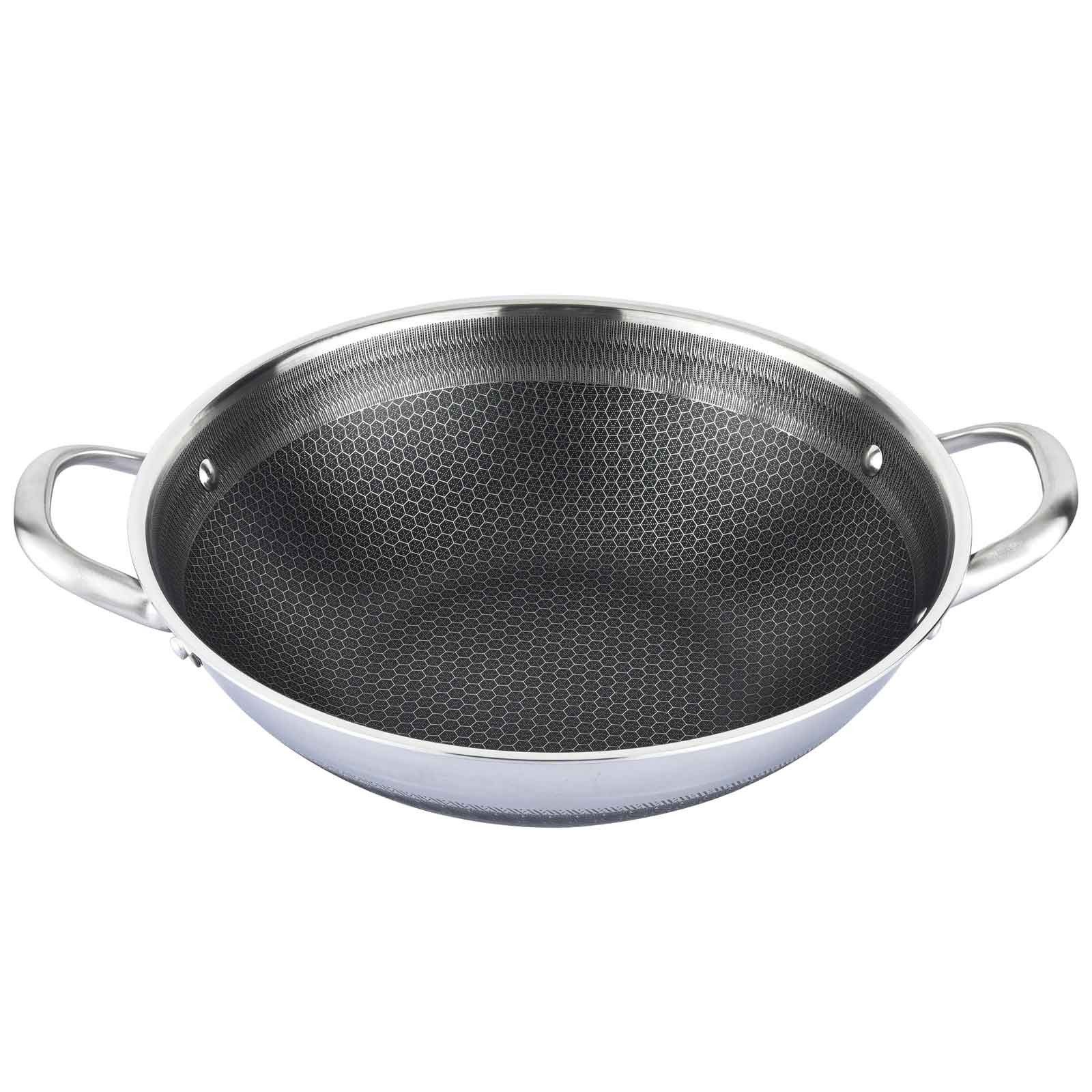 4BIG.fun Schmortopf Ø36 cm Wok Edelstahl Antihaft Bratpfanne, Edelstahl