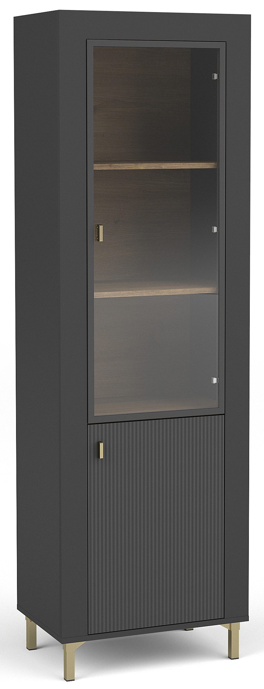 Compleo Vitrine Vitrinenschrank mit Glastüren, gerillte günstig online kaufen