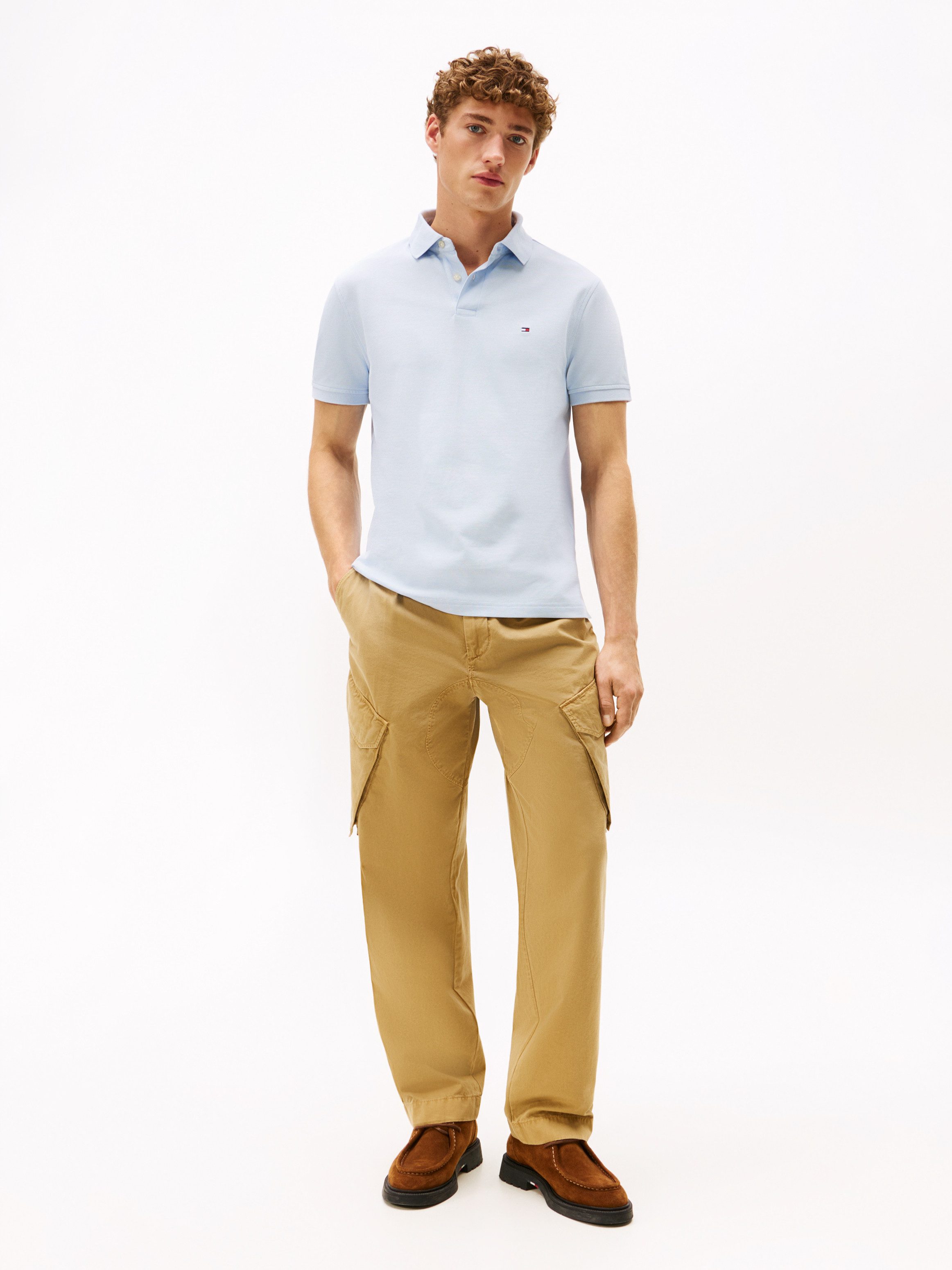 Tommy Hilfiger Poloshirt 1985 REGULAR POLO mit Kontraststreifen und Knopfleiste unifarben, sportlich, regular fit, Baumwollmix, Polokragen