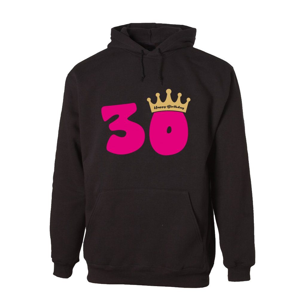 Ggraphics Hoodie 30 Happy Birthday mit Krone mit trendigem