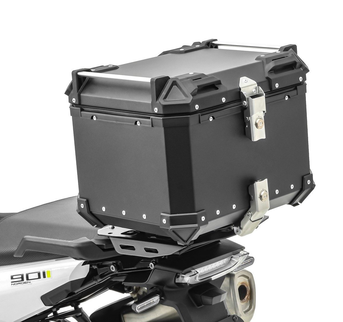 Bagtecs Topcase Set Alu Topcase + Träger für Husqvarna Norden 901 21-26 # XB45 schwarz