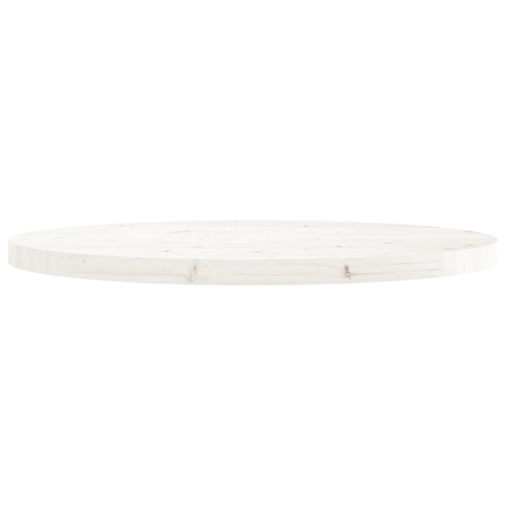 cm furnicato Tischplatte Massivholz Kiefer Ø80x3 Weiß Rund