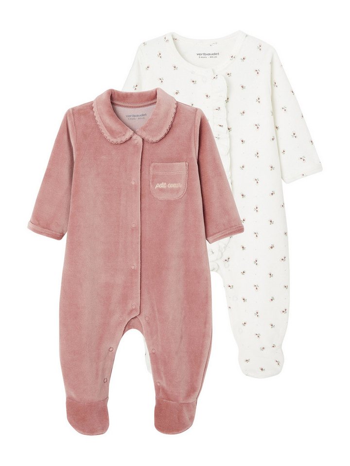 vertbaudet Schlafanzug Baby Samt-Strampler 2er-Pack