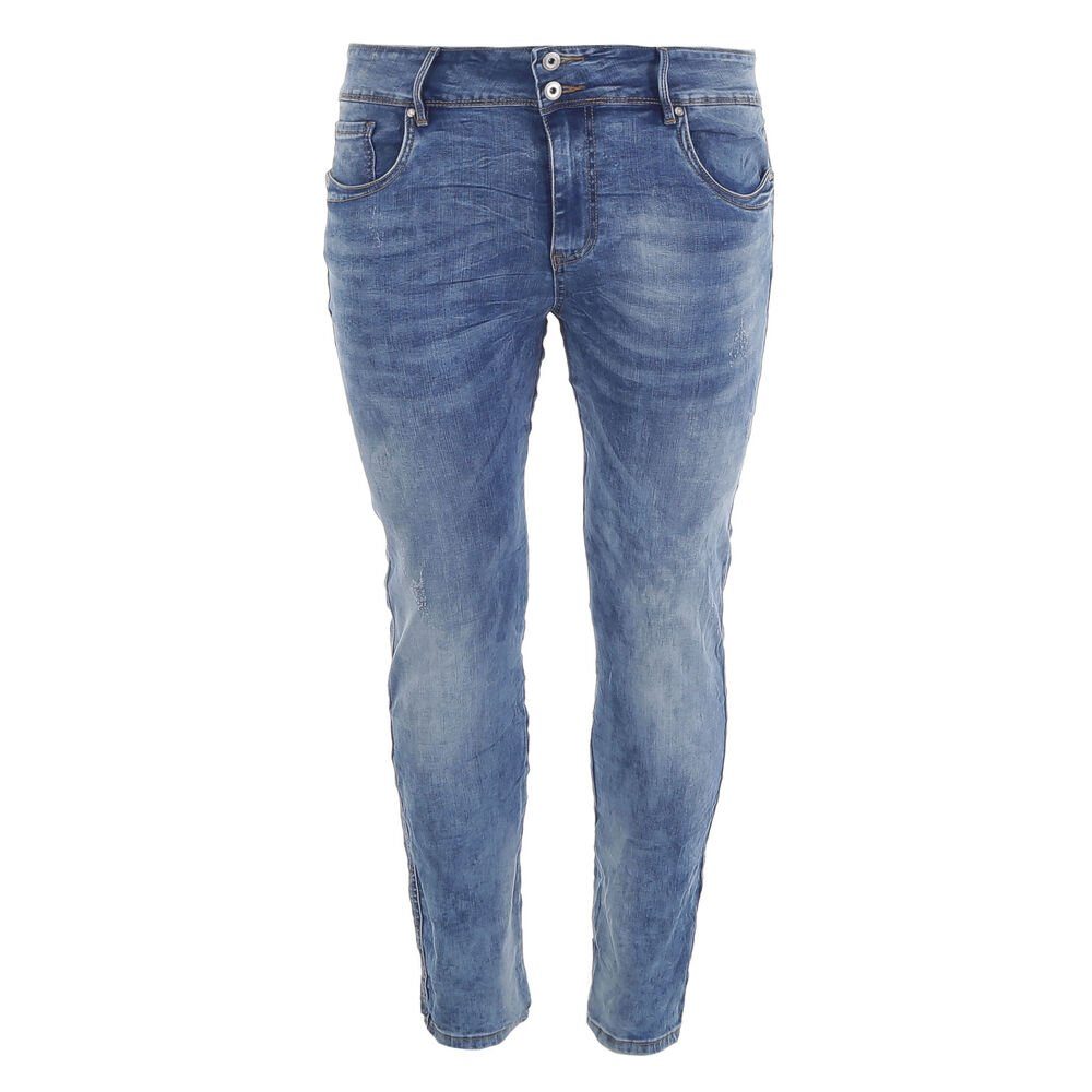 Ital-Design Stretch-Jeans Herren Freizeit Destroyed-Look Stretch Jeans in Blau