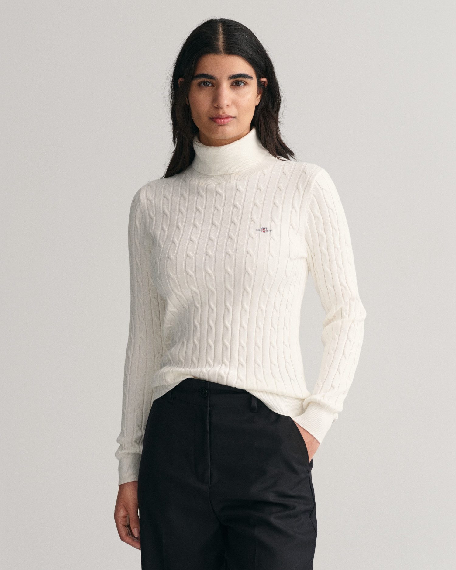 Gant Rollkragenpullover STRETCH COTTON CABLE TURTLENECK mit Zopfmuster