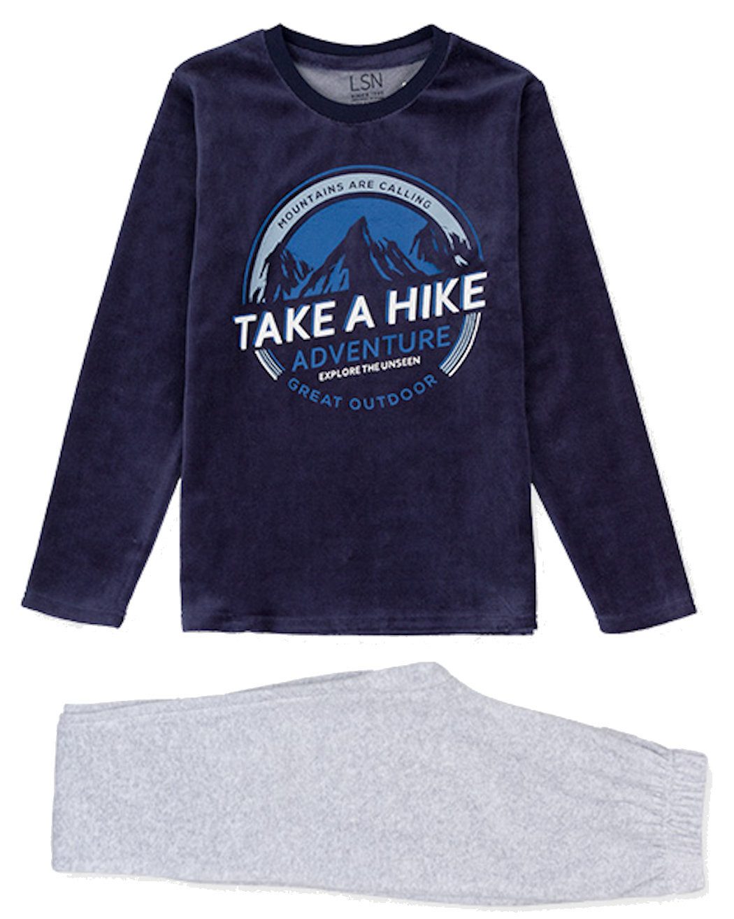 LOSAN Pyjama Losan Jungen Samt Schlafanzug lang Pyjama Bergabenteuer marino claro (3 tlg)