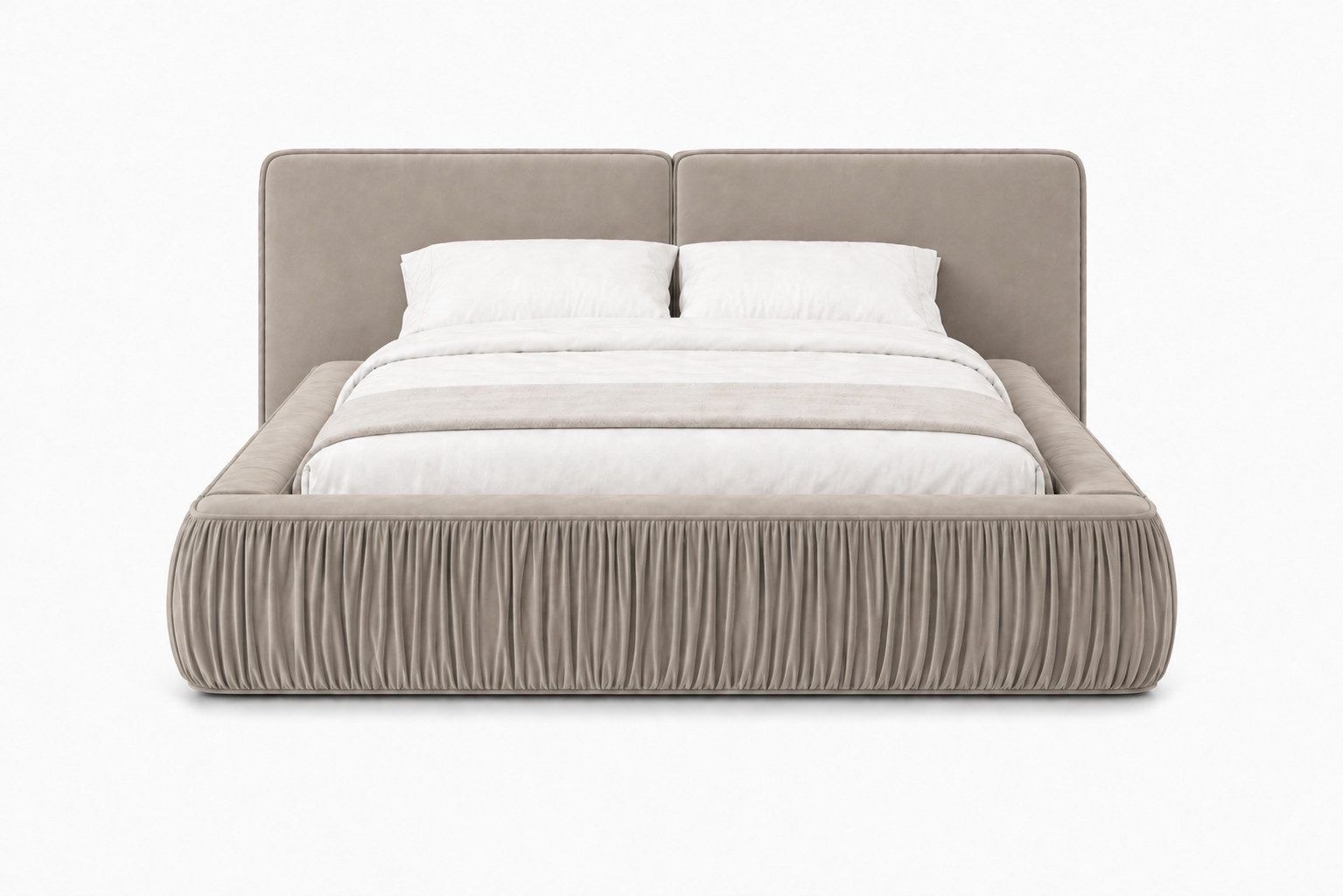 MOEBLO Polsterbett 08 (aus edlem Samt (Riviera Velours) – Modernes Designer-Doppelbett mit weich gepolstertem Kopfteil, stabilem Metall-Holz-Rahmen und großem B – Bild 5 von 5