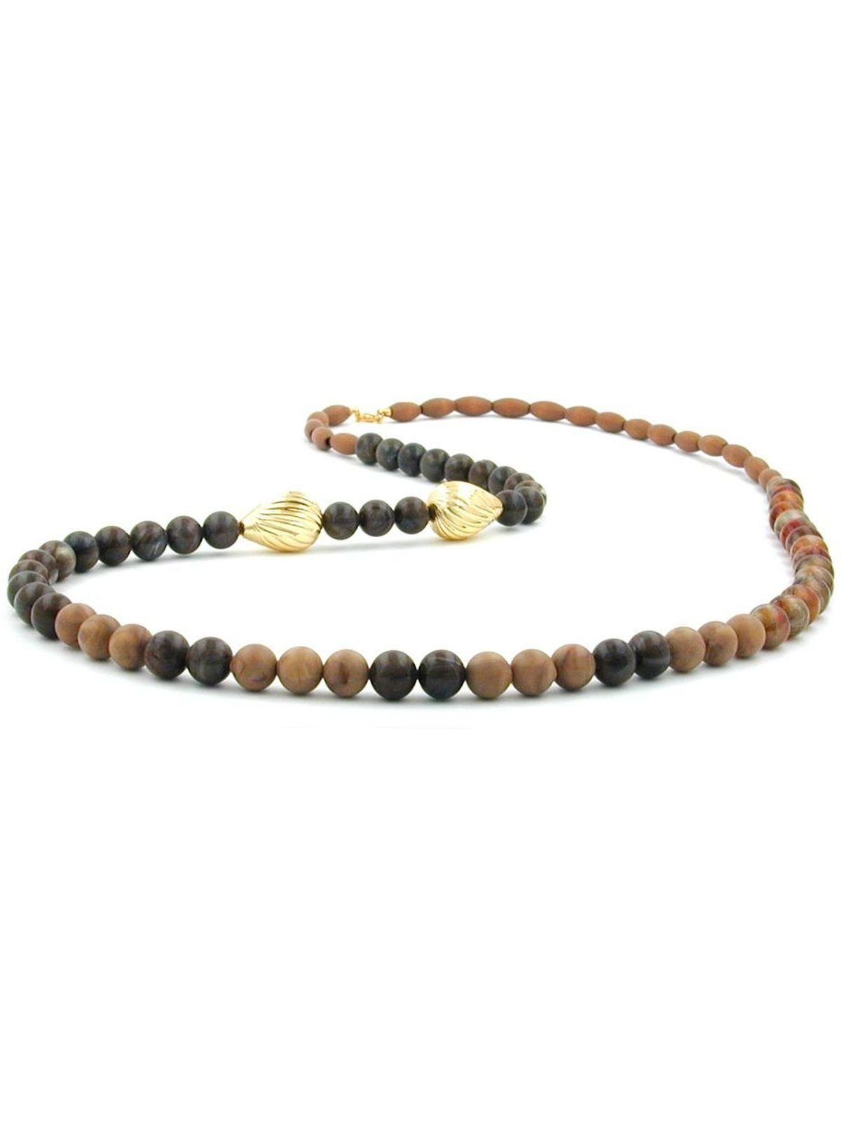 Gallay Perlenkette Perlenkette Kunststoff Holzperle braun-schildpatt-horn 90cm (1-tlg) | Perlenketten