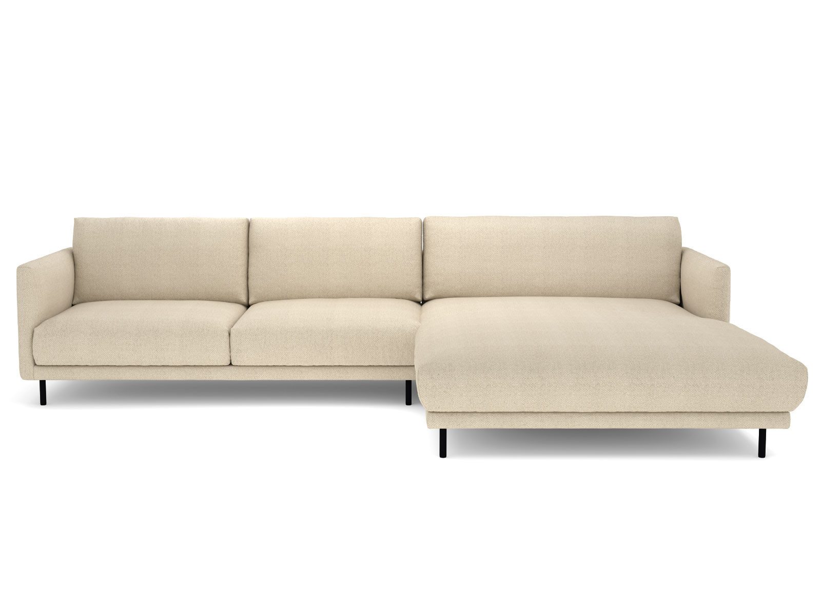 Rolf Benz Ecksofa Ecksofa Rolf Benz freistil 133 Ottomane rechts Stoff Hellelfenbein, Echtes Leder