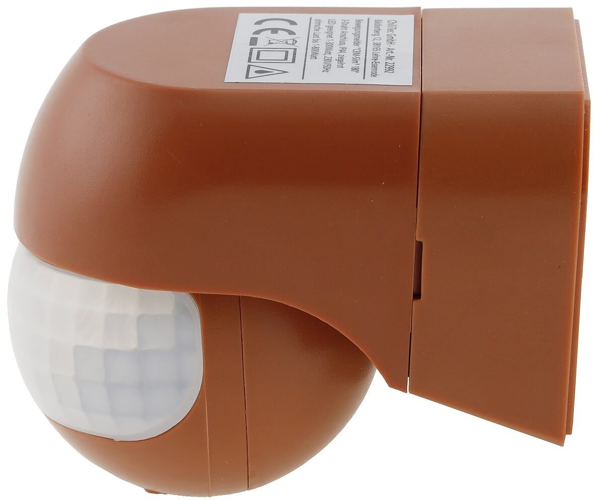 ChiliTec Bewegungsmelder PIR Bewegungsmelder 180 Grad rot ziegelrot Slim Melder LED geeignet