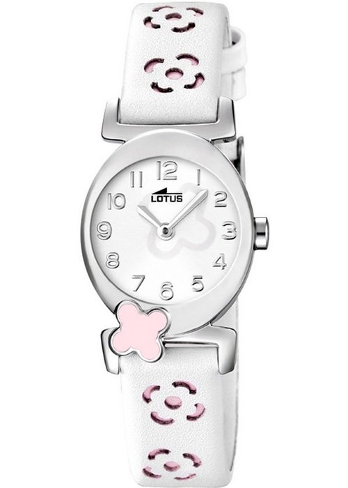 Lotus Quarzuhr Lotus Jugend Uhr Elegant L15949/2 Leder (Armbanduhr) Jugend Armbanduhr rund klein (ca. 23 2mm) Lederarmband weiß