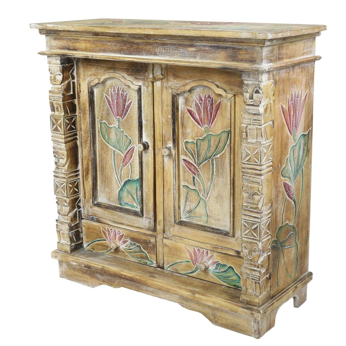 Oriental Galerie Mehrzweckschrank Schrank 80 x 80cm Lotus Na80 (1-St) günstig online kaufen