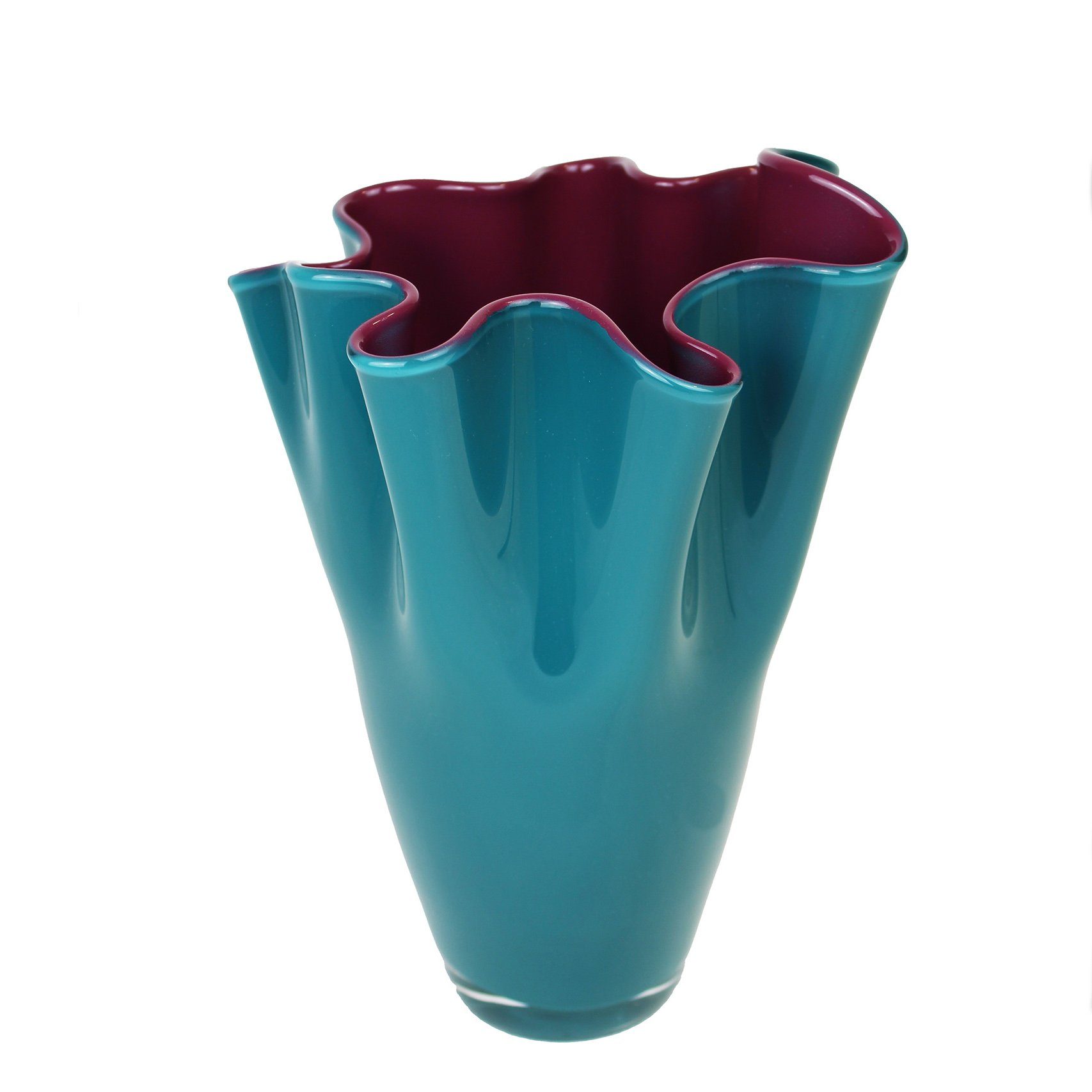 Tischvase Glasvase gewellt 21 x 21 x 30 cm zweifarbig Tischvase