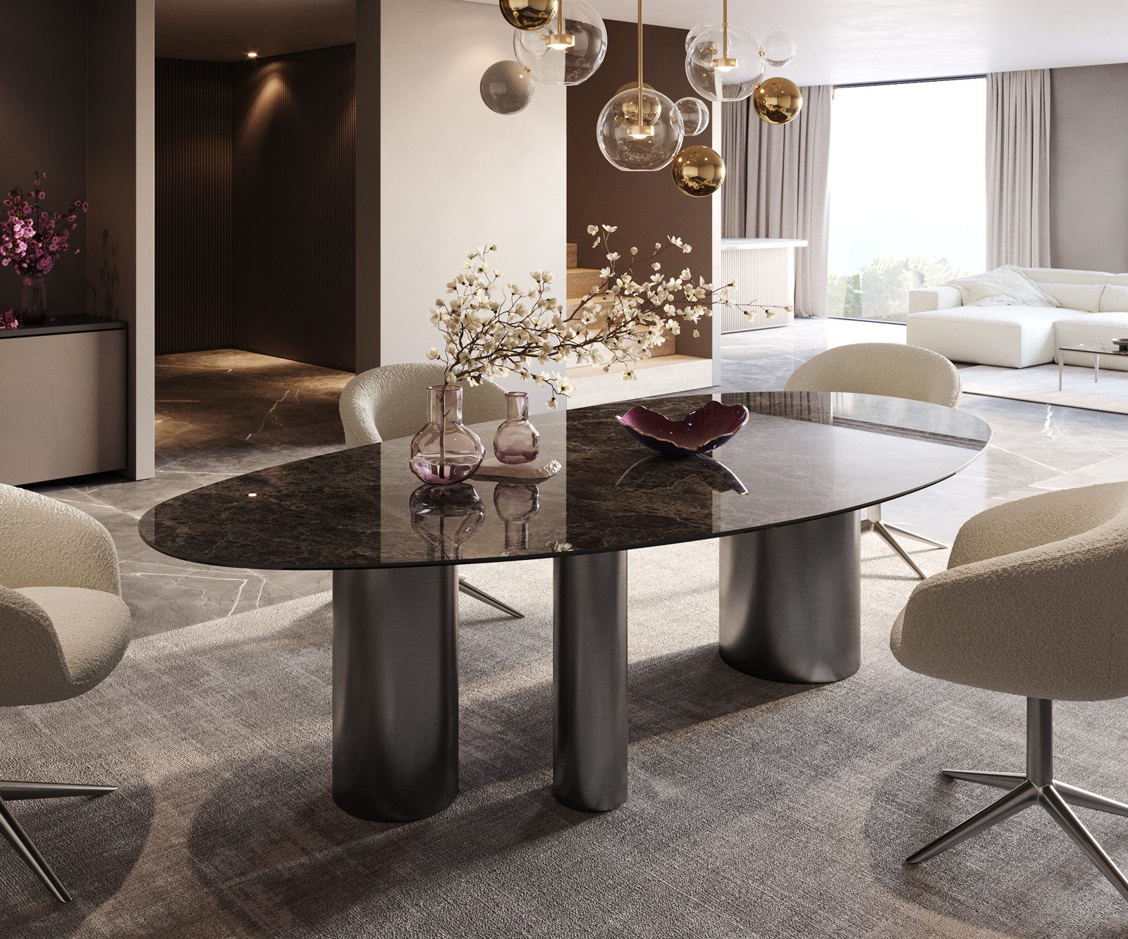 DELIFE Esstisch Edge, Oval Keramik Laminam®Emperador günstig online kaufen