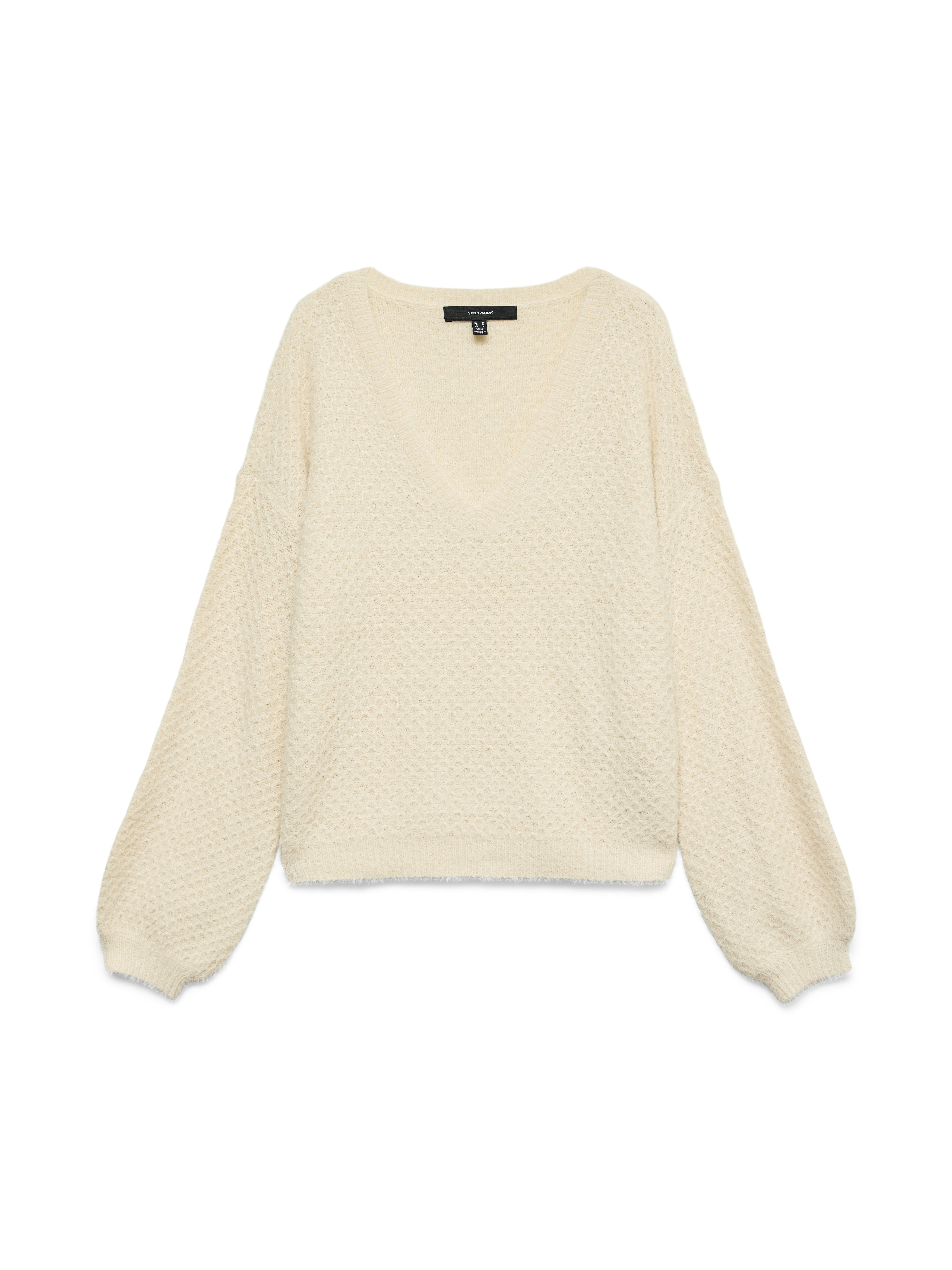 Vero Moda Strickpullover VMPUFF LS V-NECK PULLOVER BOO Materialmix
