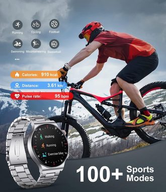 Lige Smartwatch (1,39 Zoll, Android iOS), Herren uhr mit Telefonfunktion Herzfrequenz Blutdruck Schlafmonitor
