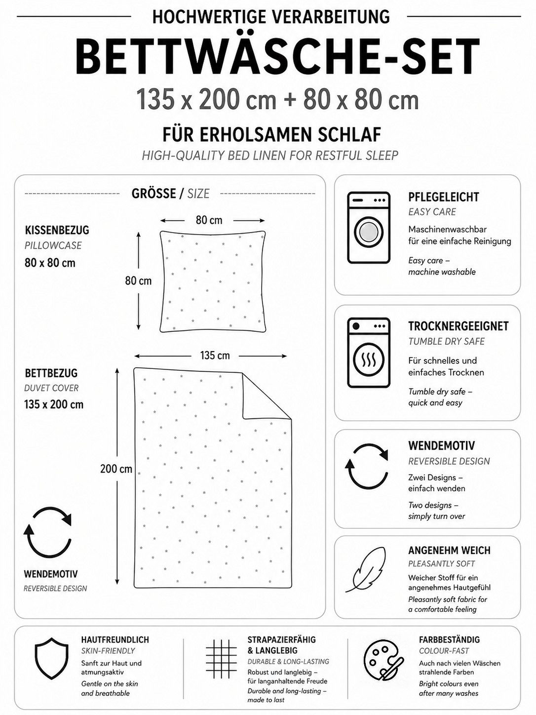 Herding Kinderbettwäsche Herding Bettwäsche mit Pferd 135 x 200 cm 80 x 80 cm 100% Baumwolle, 2 teilig, Langlebig – Bild 5 von 5