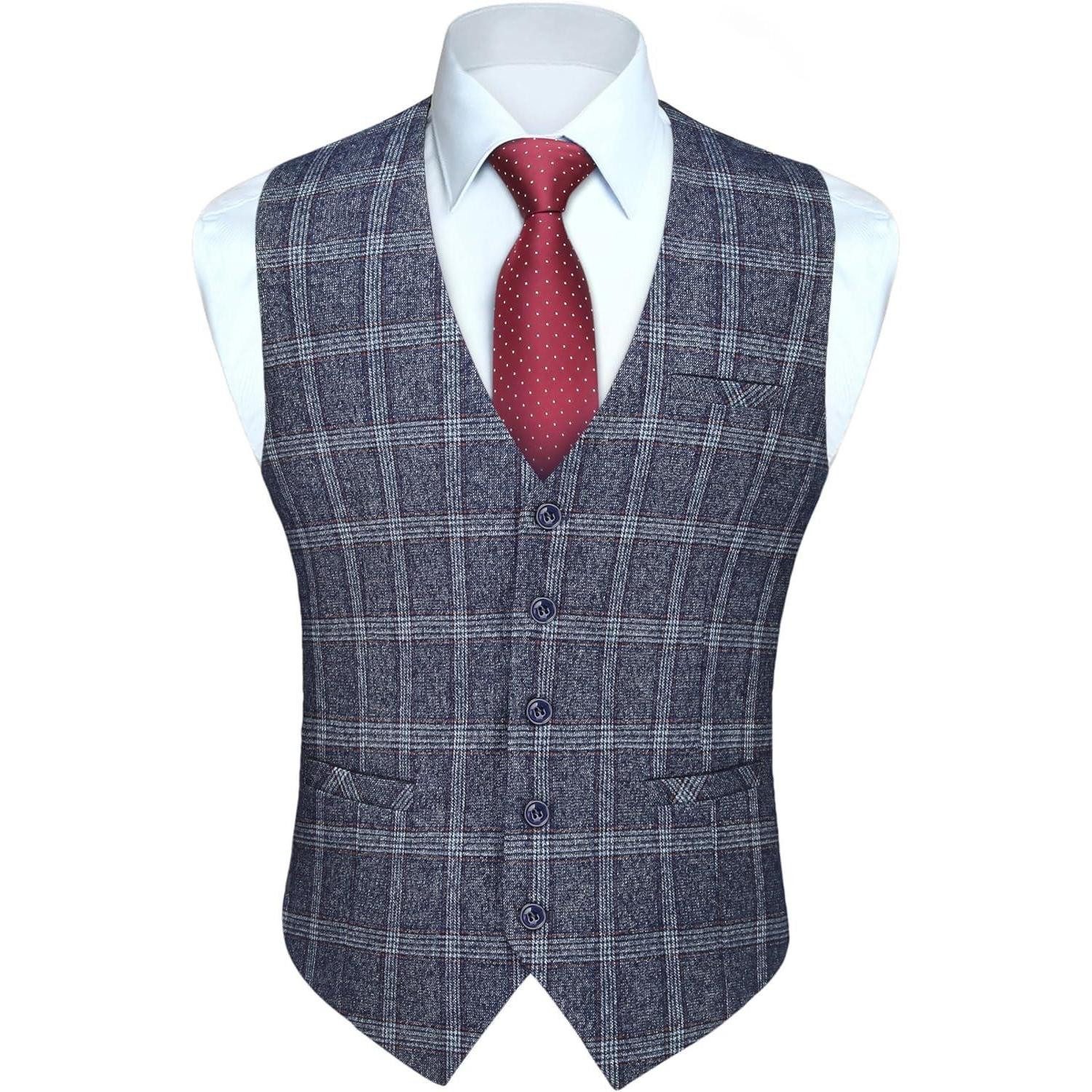 LuxusKollektion Krawatte Anzugweste Herren Kariert Hahnentritt Baumwolle Ho günstig online kaufen