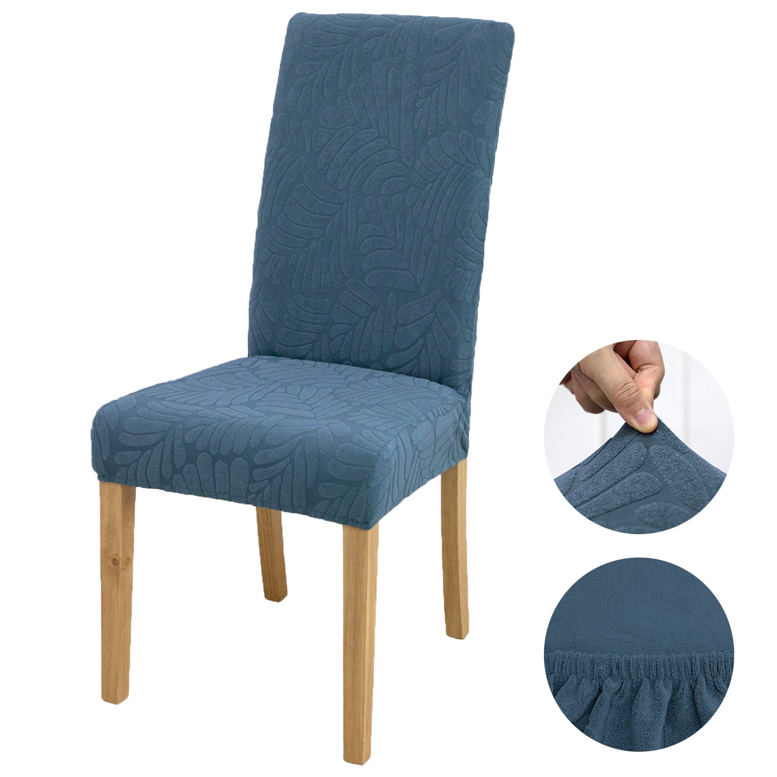 BTTO Sitzflächenhusse 1/6/8 er-Set Stuhlhussen Großer Blatt-Jacquard Stuhlb günstig online kaufen