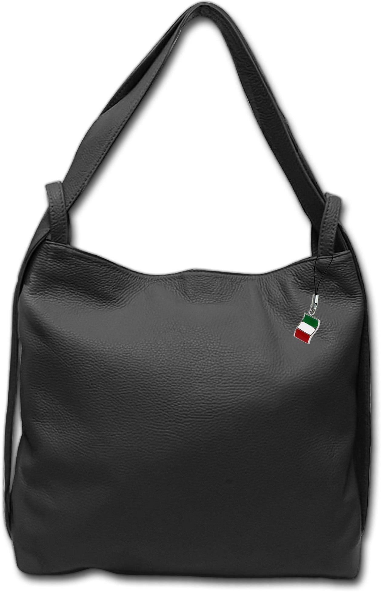 FLORENCE Cityrucksack Florence Damen Rucksack Schultertasche (Cityrucksack, Cityrucksack), Damen Tasche Echtleder schwarz, Made-In Italy