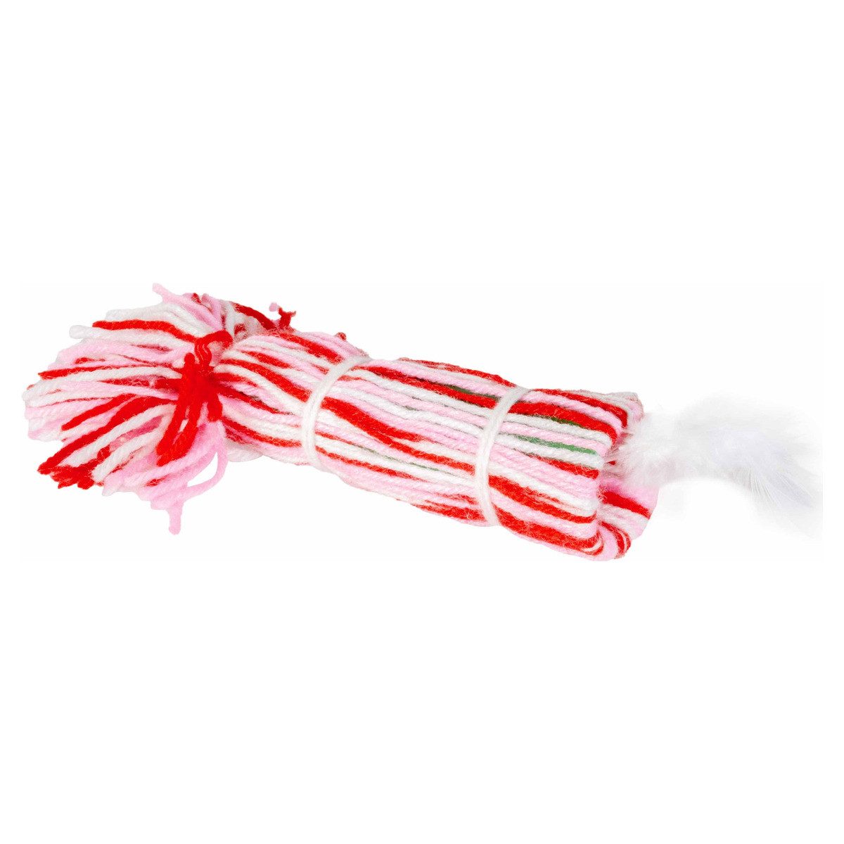 DUVO+ Tierkuscheltier Katzenspielzeug Wooly Röhre mit Feder rot/weiß