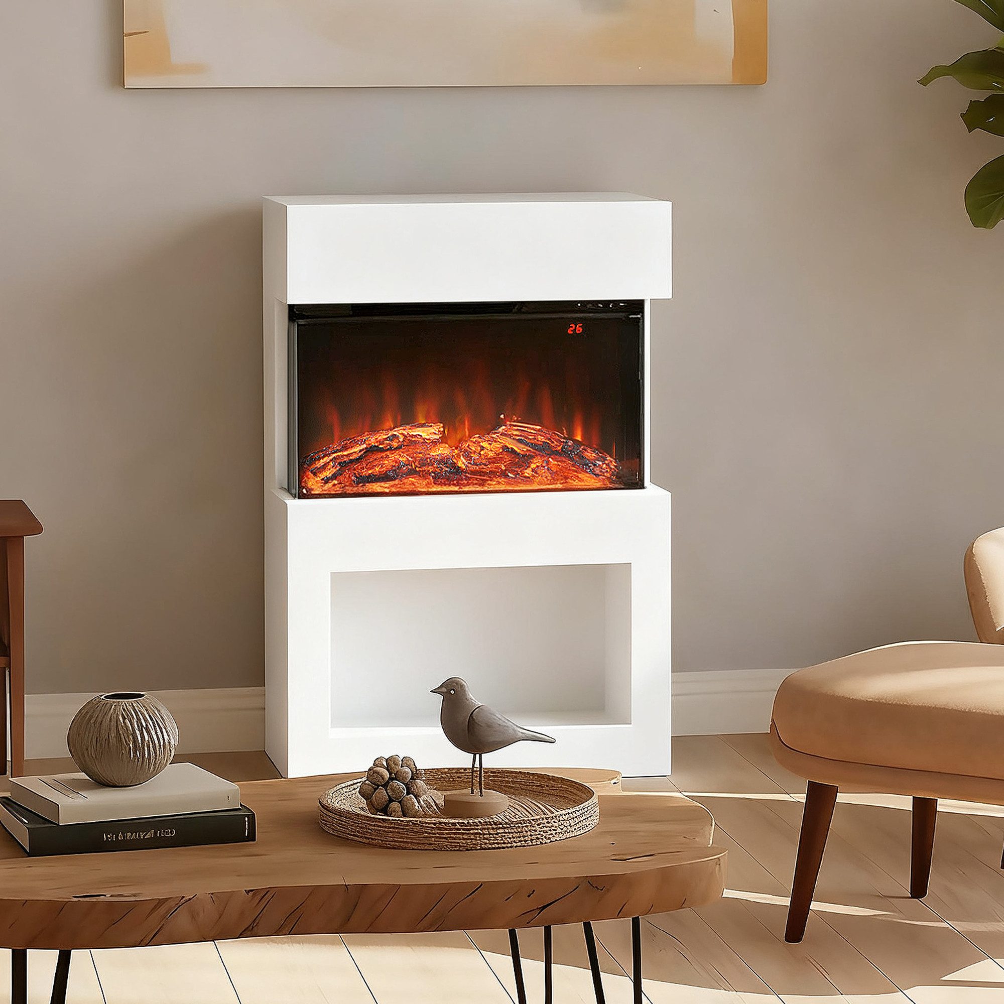 HOMCOM Elektrokamin Standkamin mit Heizung 1000 W/ 2000 W, LED 3D-Flammenef günstig online kaufen
