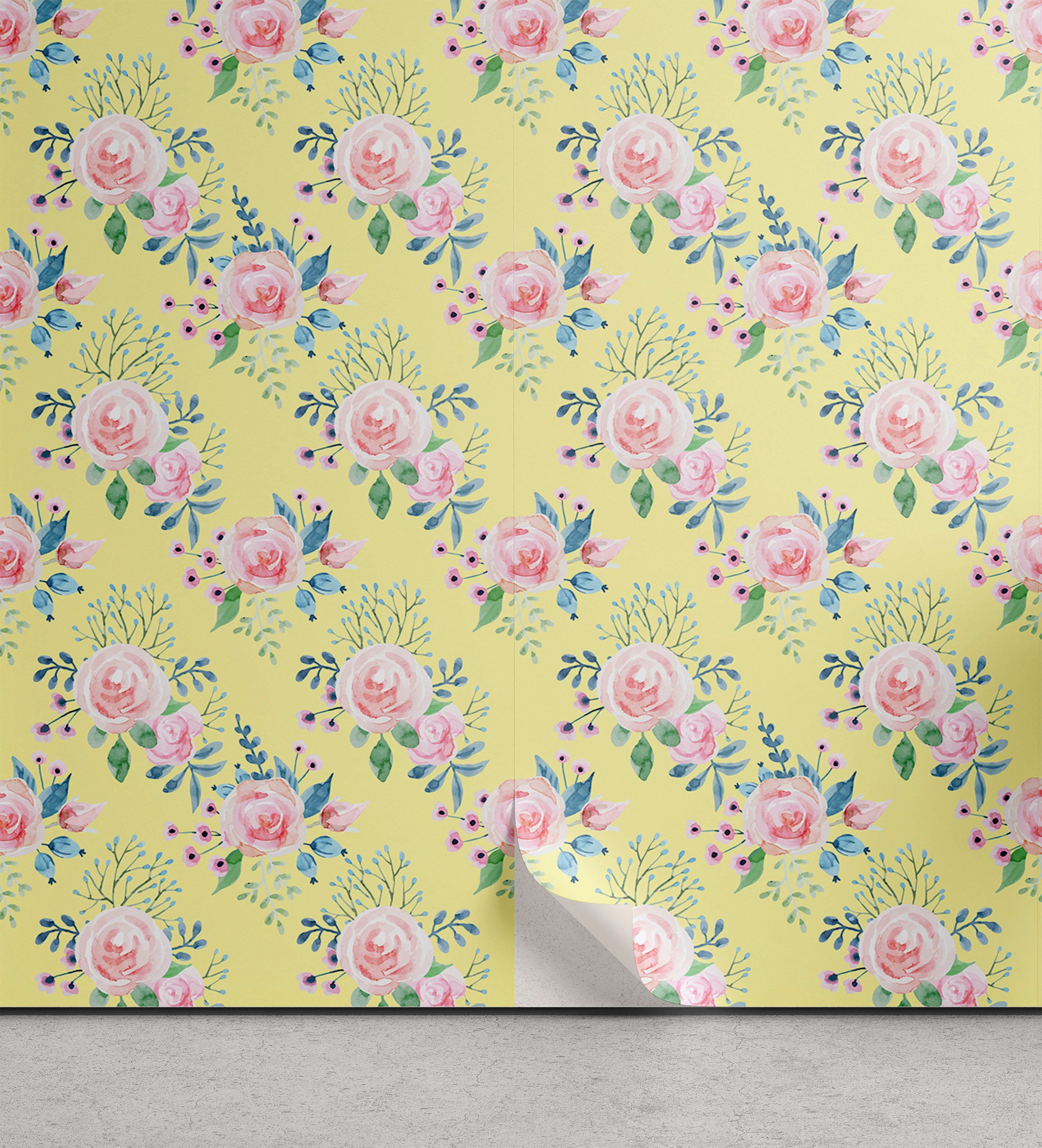 Küchenakzent, Wohnzimmer selbstklebendes Flowers Theme Aquarell Abakuhaus Vinyltapete