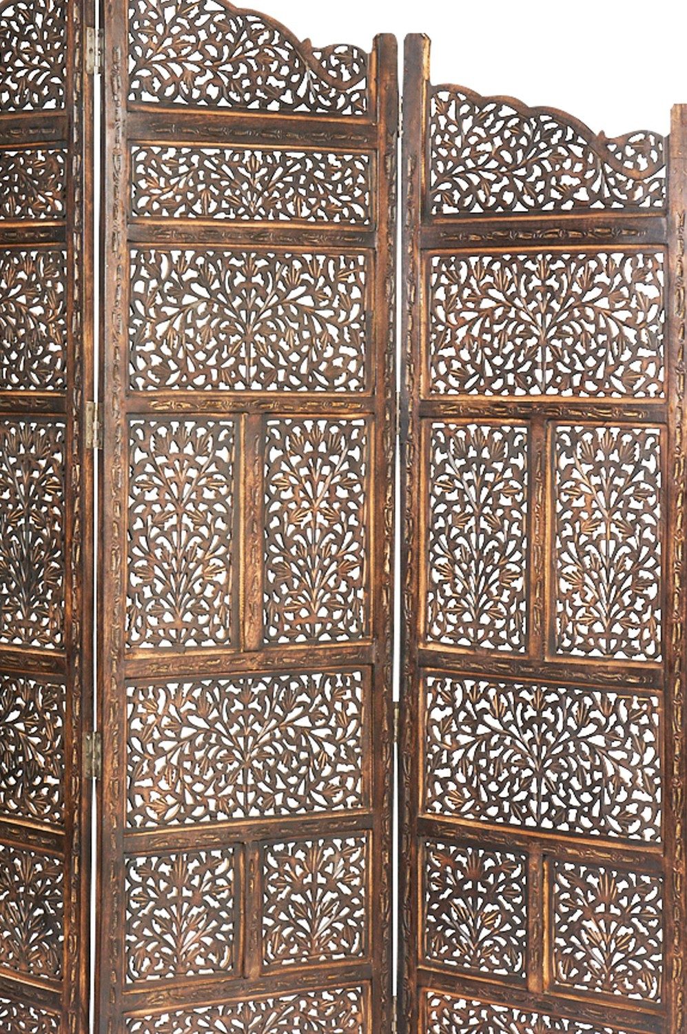 Marrakesch Orient & Mediterran Interior Paravent Orientalischer Paravent Saraswati handgemacht aus Holz in Braun 200 cm (1 St), Handarbeit