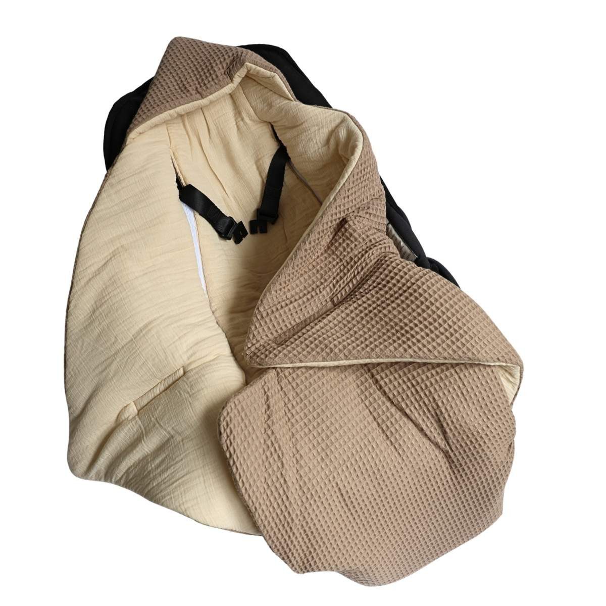 Babydecke Einschlagdecke Waffelmuster taupe/Musselin beige, HOBEA-Germany, günstig online kaufen