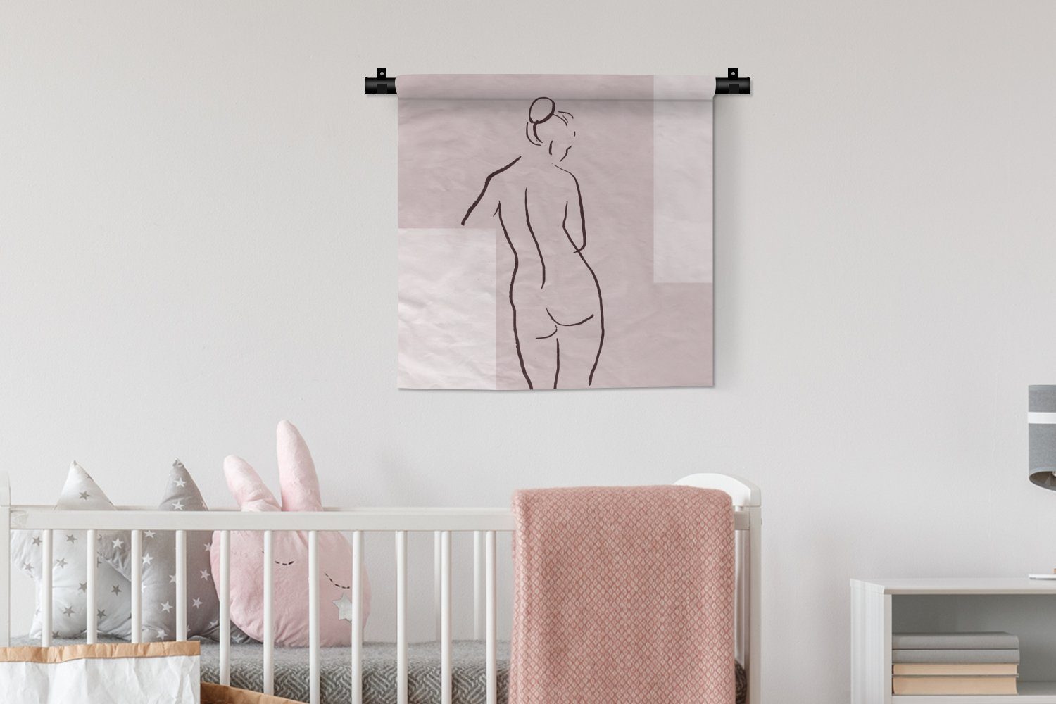 Körper Schlafzimmer, Frau - Wandbehang, Wanddeko Kleid, - - Wohnzimmer, für Pastell, MuchoWow Kinderzimmer Wanddekoobjekt Strichzeichnung