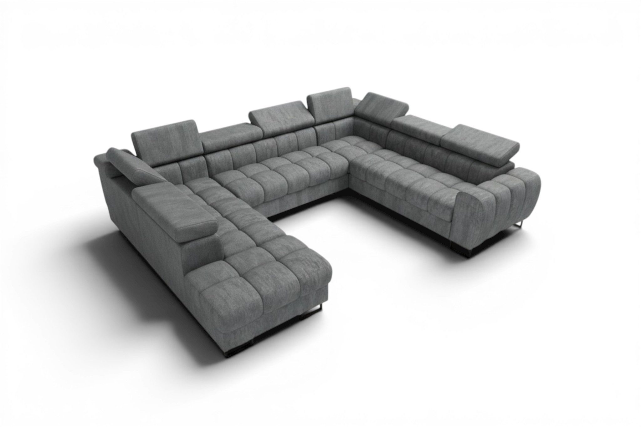 Fun Möbel Wohnlandschaft Schlafsofa BASTIEN XL mit Ottomanen in Stoff, inkl. Bettkästen, mit Rundumbezug, ausziehbare Liegefläche