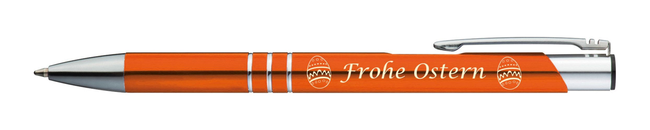 Livepac Office Kugelschreiber 10 Kugelschreiber mit Gravur "Frohe Ostern" / aus Metall / Farbe: oran