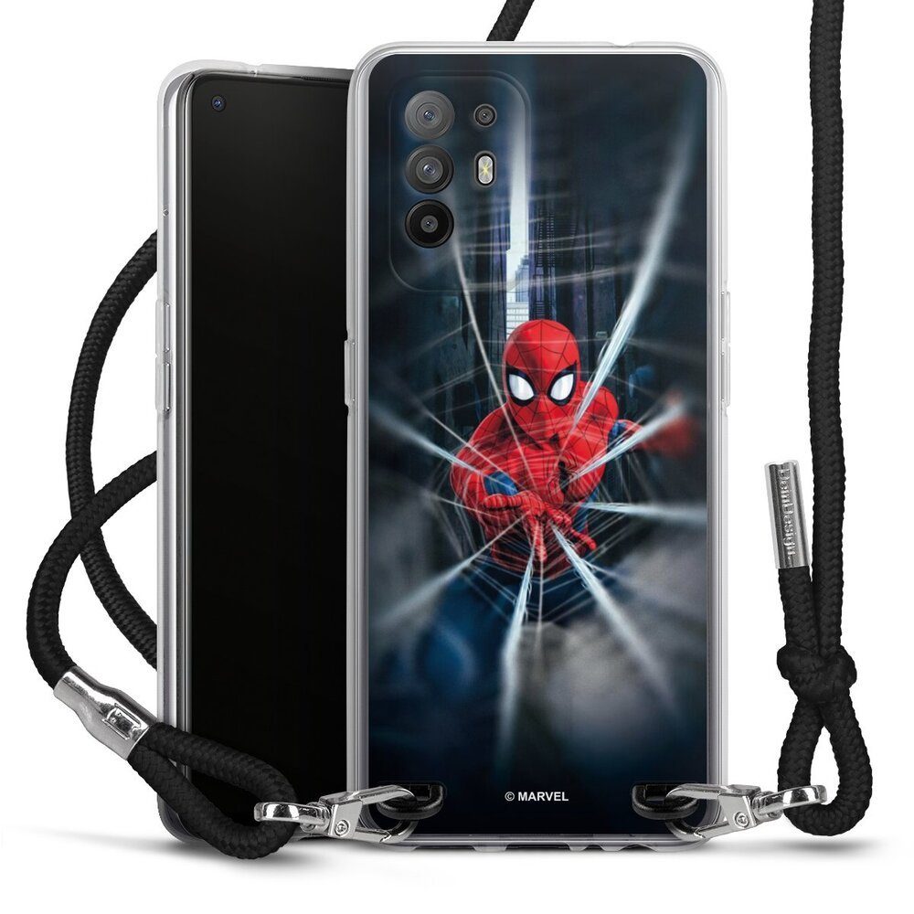 DeinDesign Handyhülle Marvel Spider-Man Kinofilm Spider-Man Webs In Action, Oppo A94 5G Handykette Hülle mit Band Case zum Umhängen