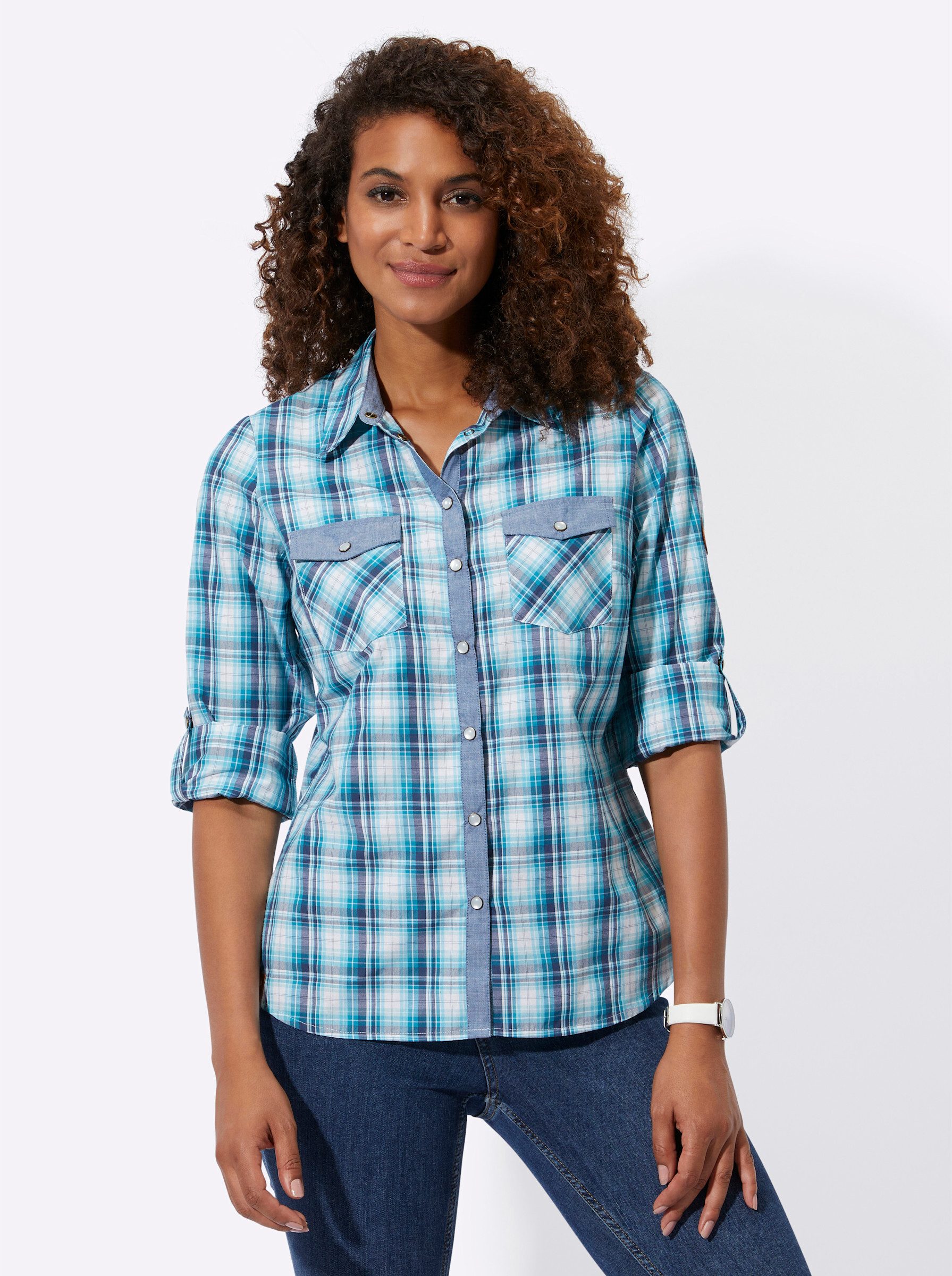 Witt Klassische Bluse Karo-Bluse Langarm günstig online kaufen