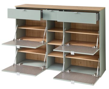 freiraum Schuhschrank Bari in Schilfgrün matt, MDF, Spannplatte - 148x103x38cm (BxHxT)