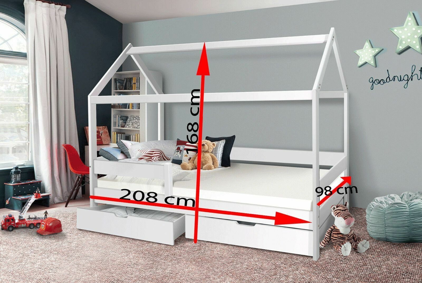 Homeline Hochbett Hochbett Kinderbett mit hausbett Spielbett Kiefer Massiv günstig online kaufen