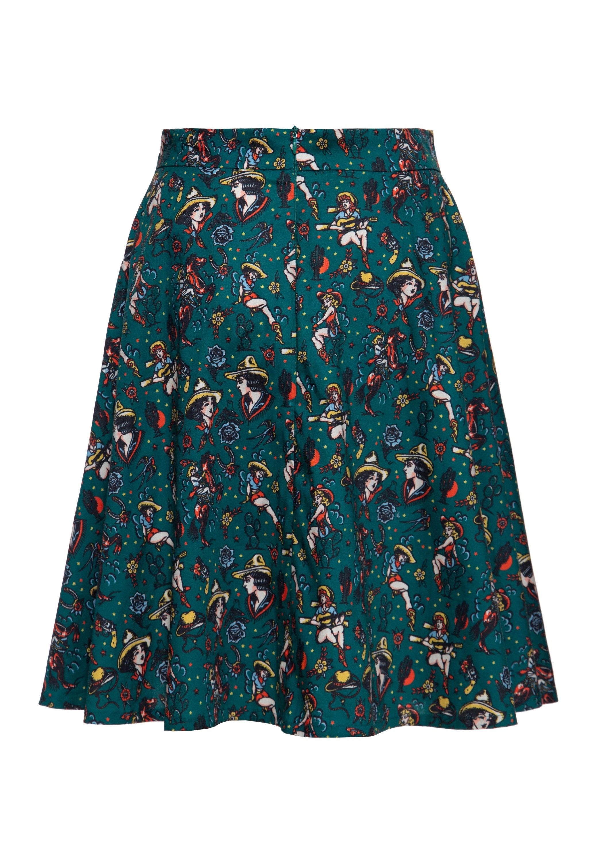QueenKerosin A-Linien-Rock Cowgirl mit Allover-Print