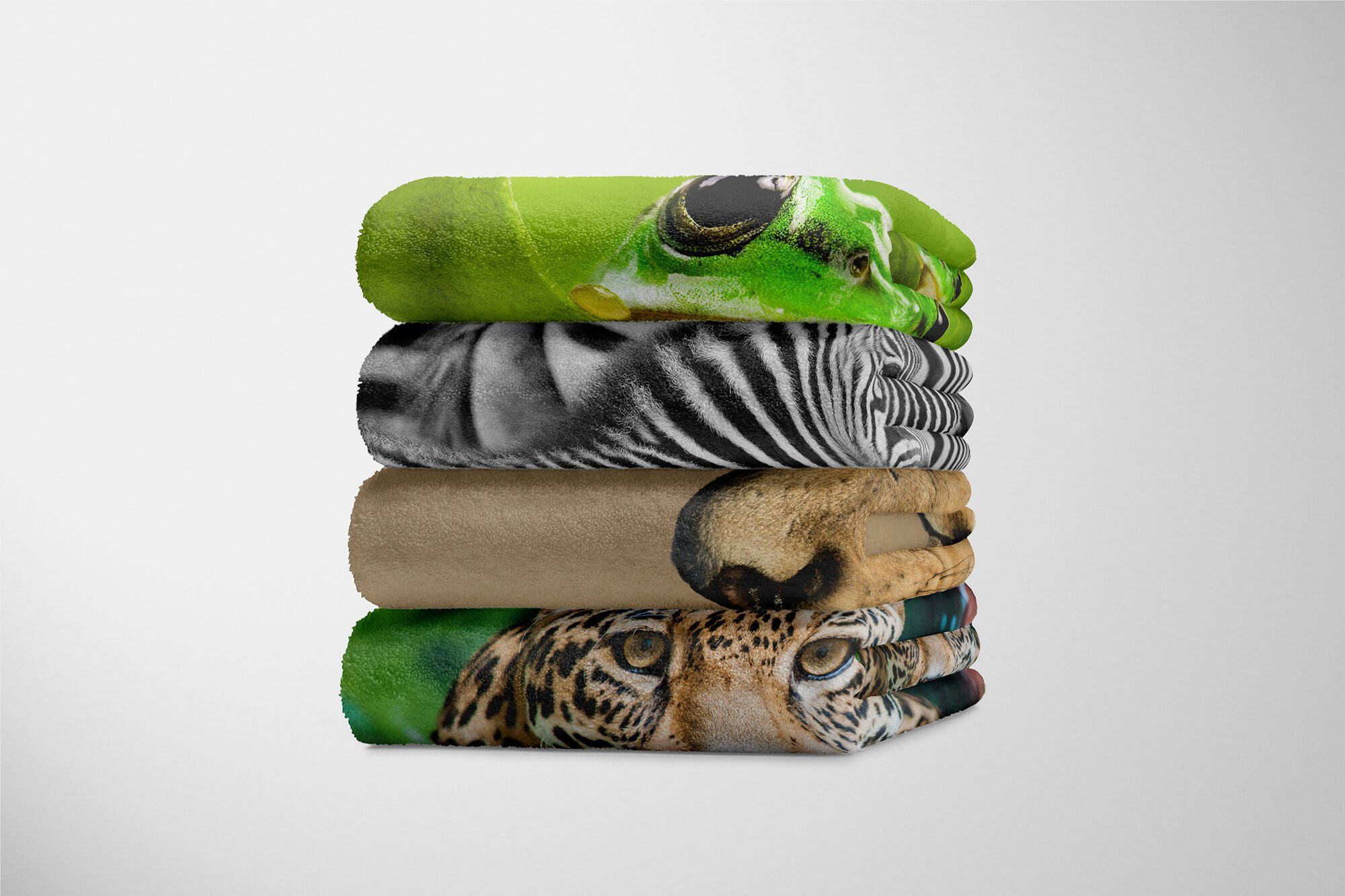 Handtuch (1-St), Saunatuch Art Handtuch Tiermotiv mit Strandhandtuch Baumwolle-Polyester-Mix Löwe, Handtücher großer Sinus Kuscheldecke