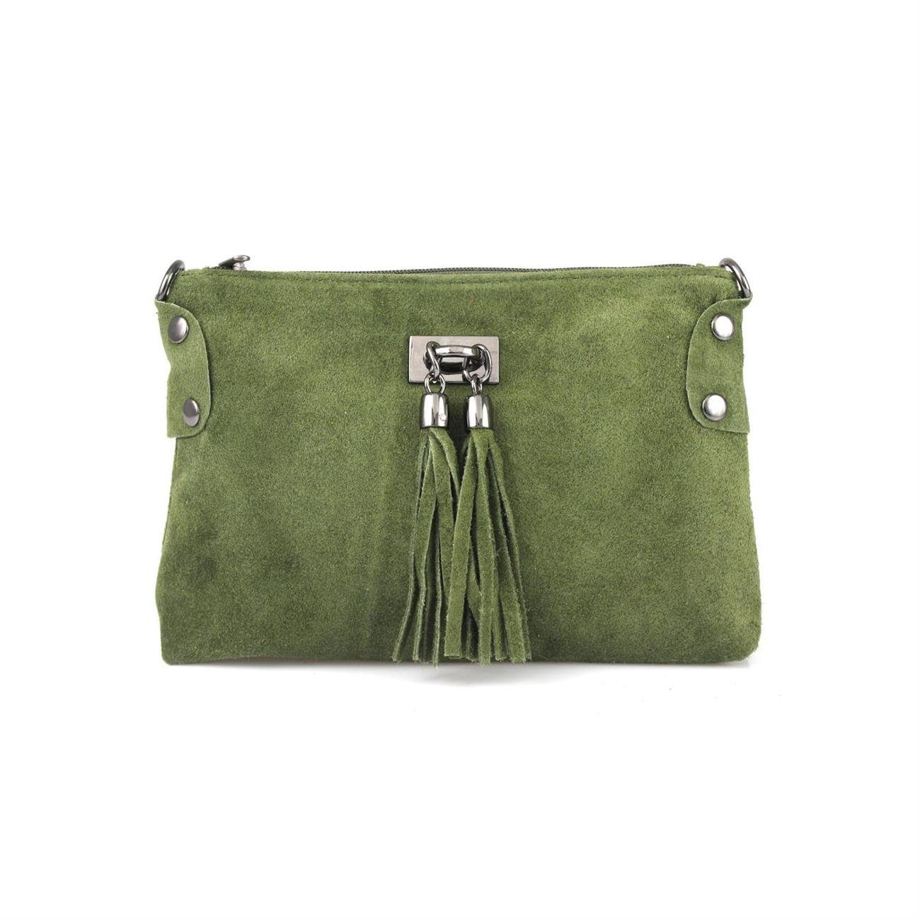 ITALYSHOP24 Schultertasche Made in Italy Damen Leder Tasche CrossOver, als Schultertasche, Clutch, Umhängetasche tragbar