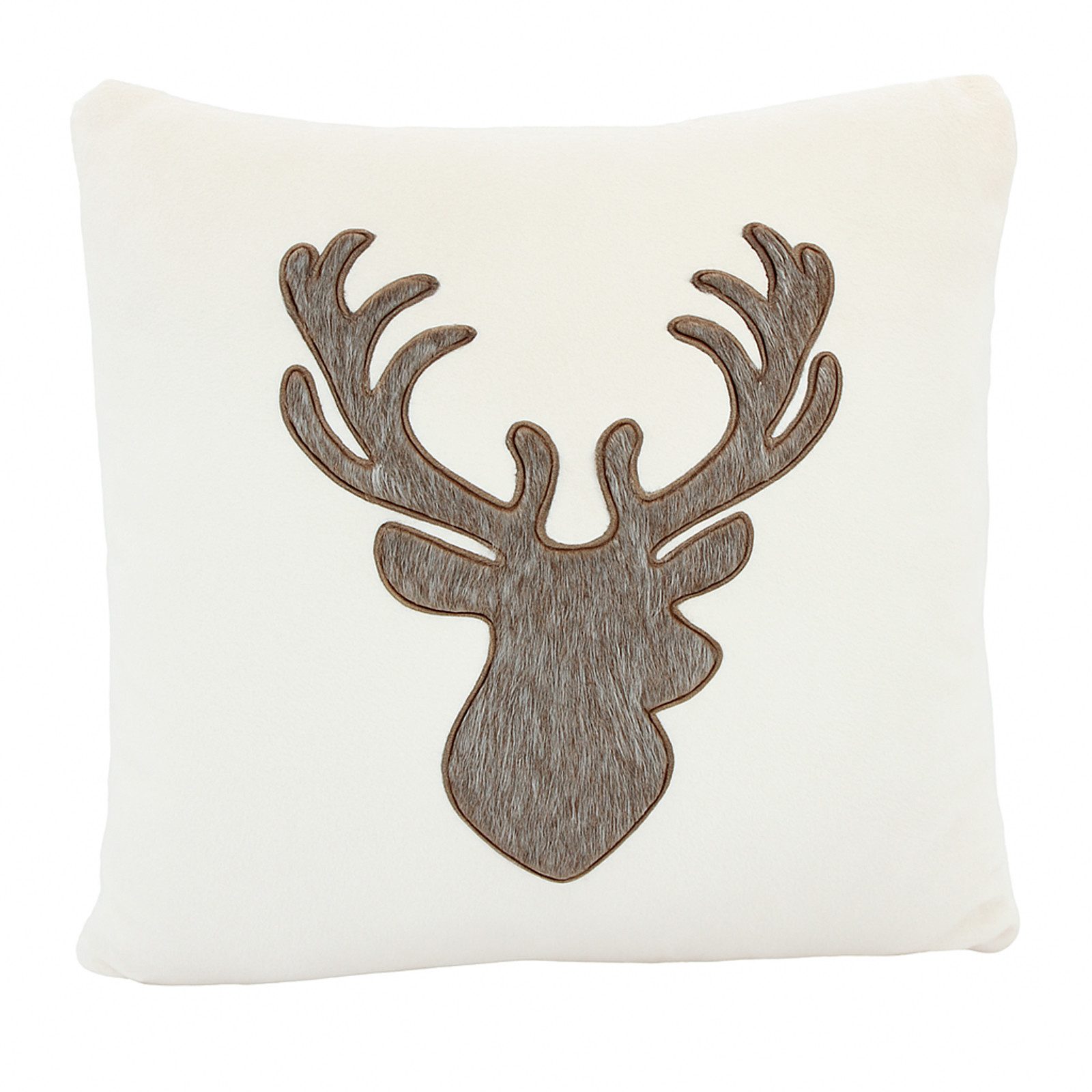 heimtexland Dekokissen Flanell Kuschelkissen Hirsch Landhaus Kissen Fell, verdeckter Reißverschluss, weich und flauschig