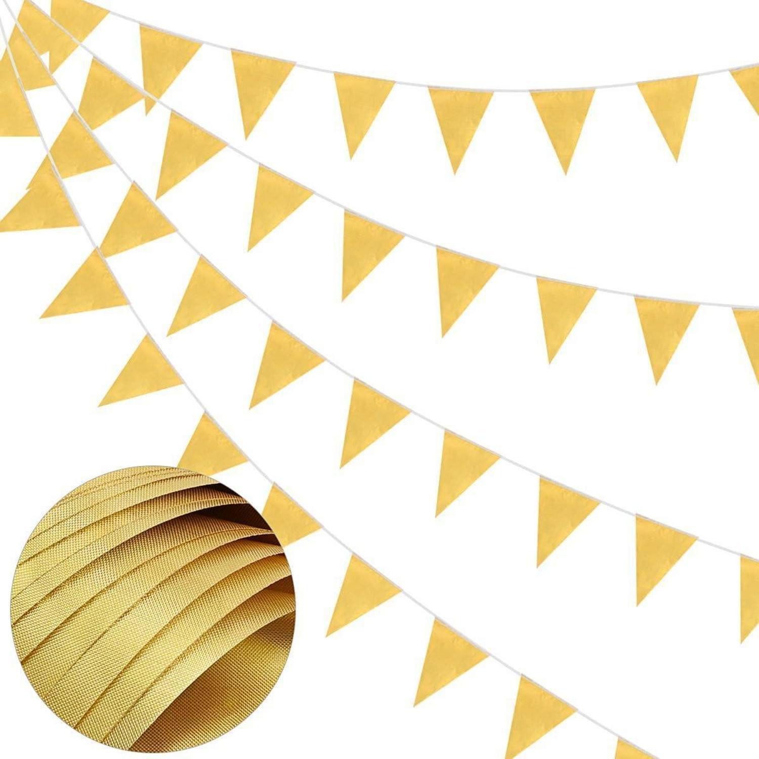 LuxusKollektion Wimpelkette Wimpelkette Goldfarben 20m 52 Dreiecksflaggen Wasserdicht Multicolor4